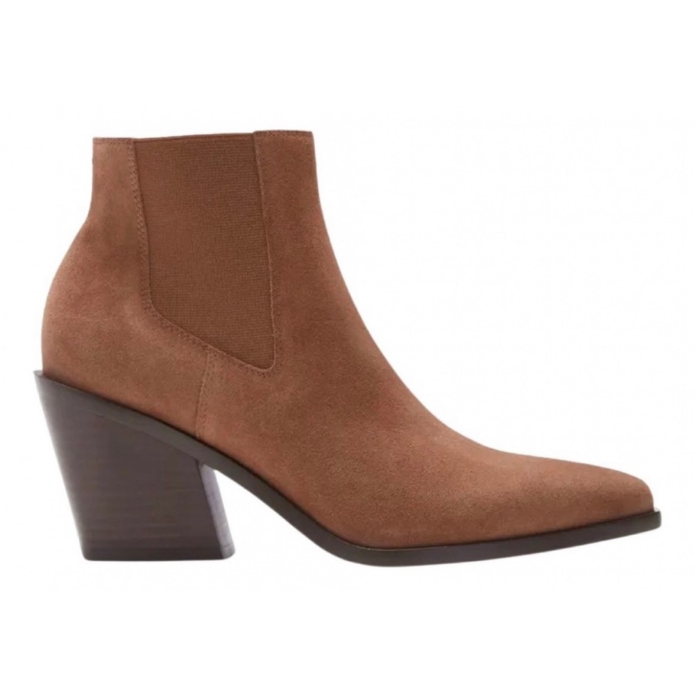 Rag & Bone Razor Brown Suede Pointed Toe Block He… - image 1
